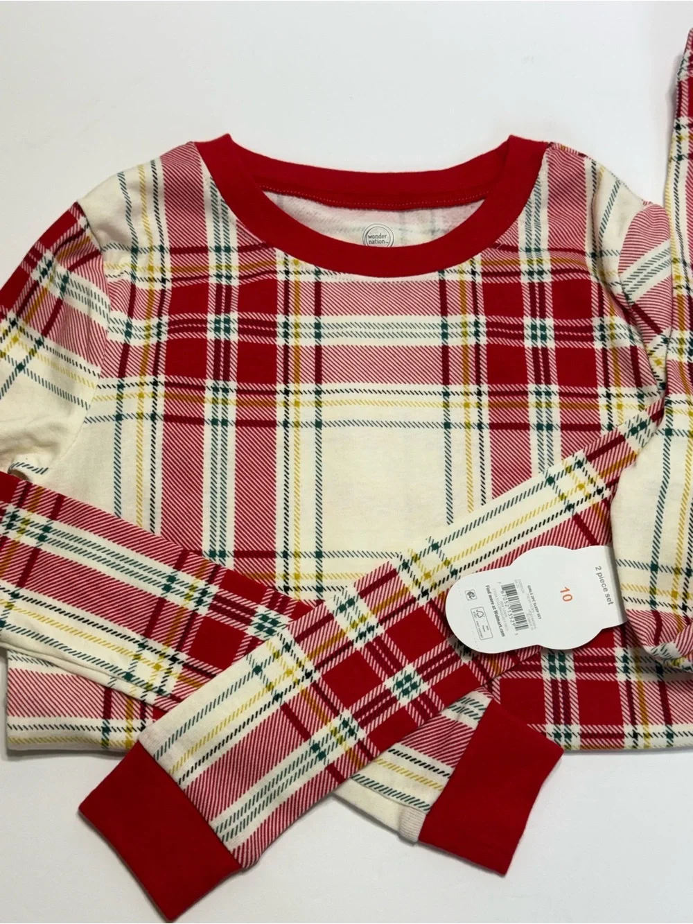 Wonder Nation Kids Sz 10/12 Red Plaid Pajama Set - Cozy Sleepwear